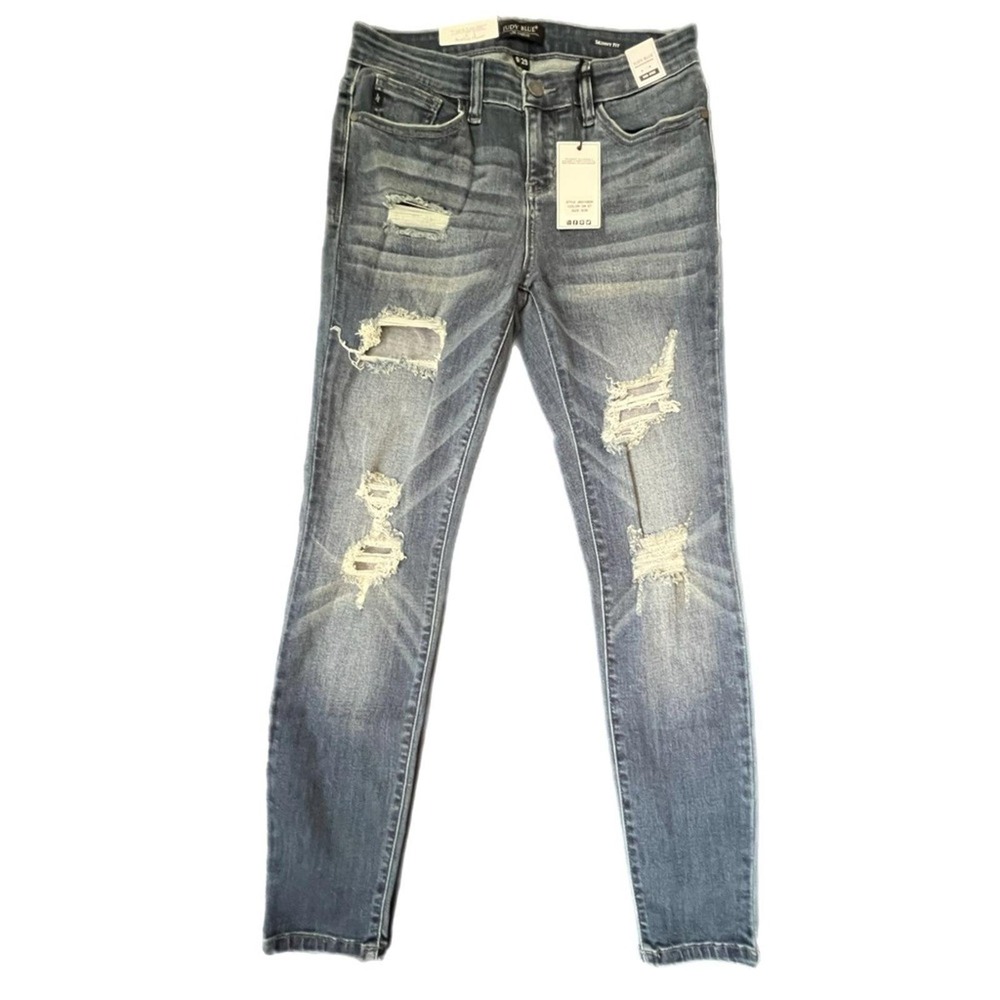 Judy Blue Skinny Jeans Dark Stone Distressed Mid Rise 9/29